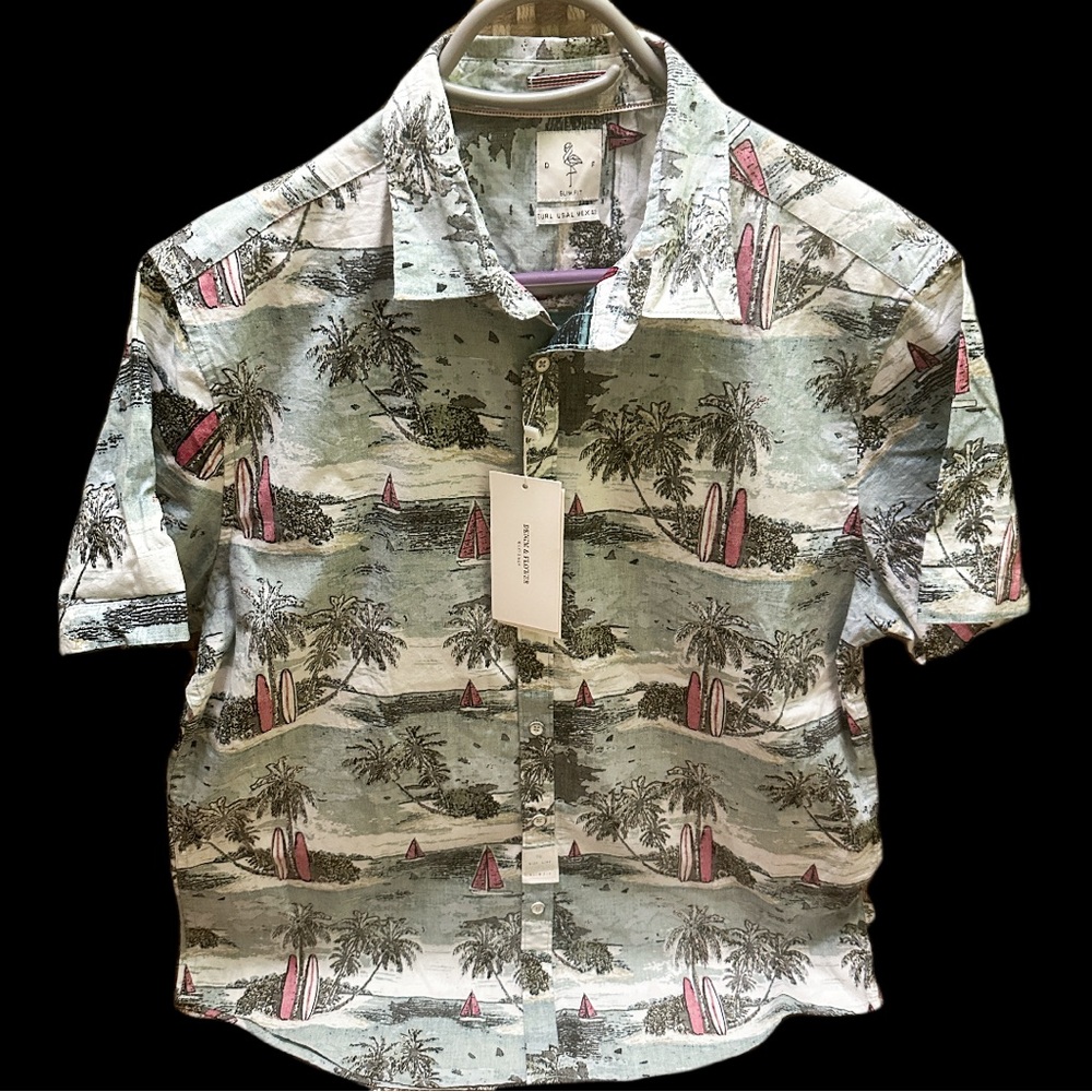 Denim & Flower Men's Tropical Print Shirt - size L